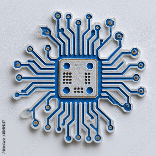 Modern Blue Circuit Lines Electronic Microchip Art, 현대적인 블루 회로선 전자 마이크로칩 아트