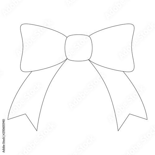 Simple Ribbon Bow Line Art Vector Illustration