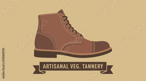 Fotografía Artisanal Leather Boot from Tannery Using Vegetable Processing