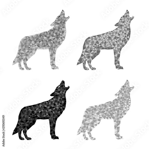 The set geometric wolf on a white background.
