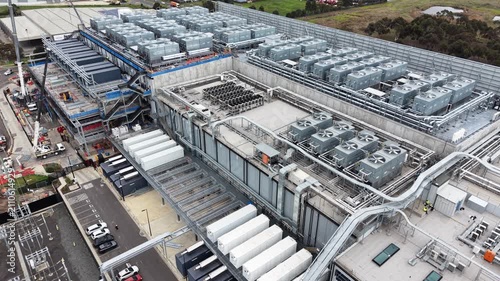 Aerial view of a large modern data center under construction