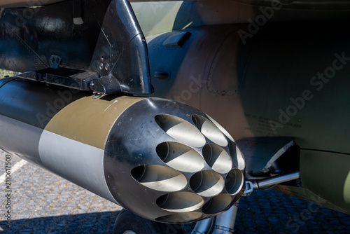 Konstfotografi Aviation weapon system painted in olive green The Concept of destructive power