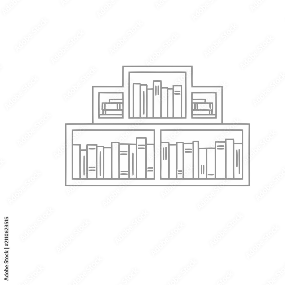 Obraz premium Bookshelf with books illustration