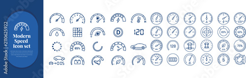 Collection of vintage car dashboard indicator icons and gauges set