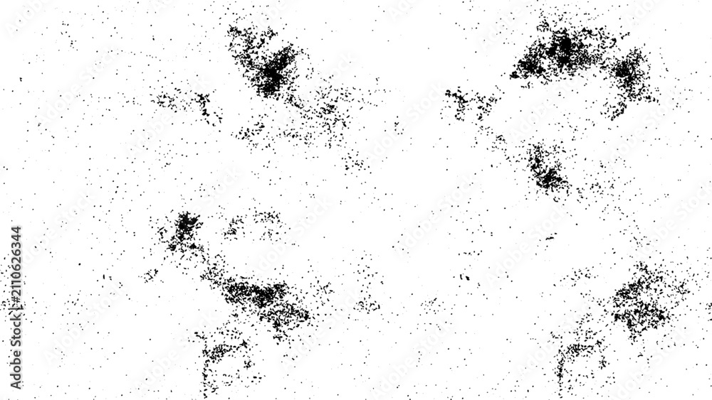 Fototapeta premium Grunge texture background with scattered black scratches and dots on white. Abstract vector illustration of a rough vintage distressed surface overlay.