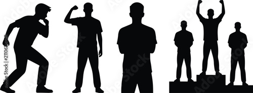Foto Male Fitness Success Achievement Transformation Silhouettes Victory Concept Coll