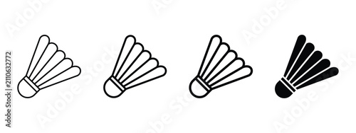 Shuttlecock Icon Set in Outline Style Editable Vector Collection