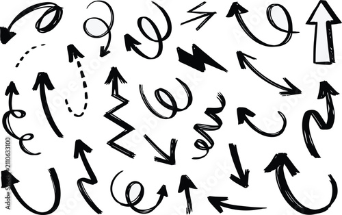 Set of hand drawn arrows