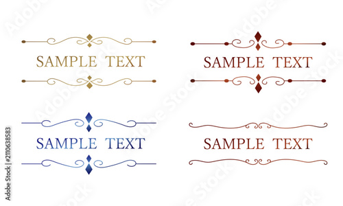 Chic dark metallic color elegant divider border line text frame set