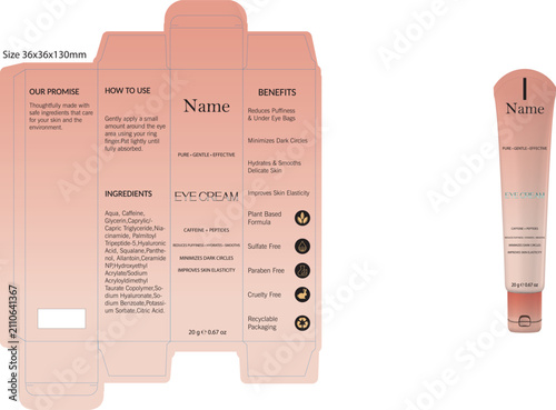 Cosmetic Packaging Mockup for Revive Eye Cream tube.