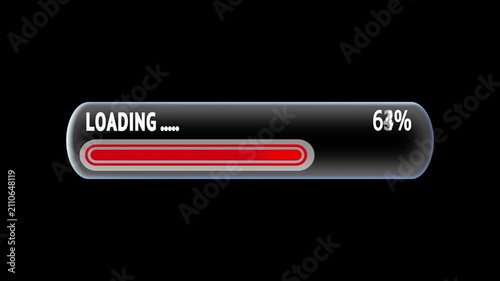 Abstract minimal futuristic progress bar on glass liquid textures with loading stuck at 99% animation on dark background. Ideas for cyber attack presentations, interrupt download in 4K video.