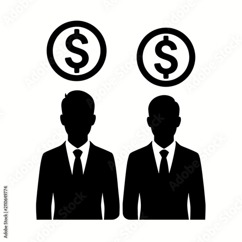 Two Businessmen with Dollar Signs Above Their Heads