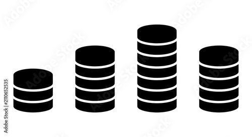 Stacking Coins Vector Icons, Financial Growth Symbols, Investment Wealth Graphics, Money Accumulation Icons, Business Finance Icons