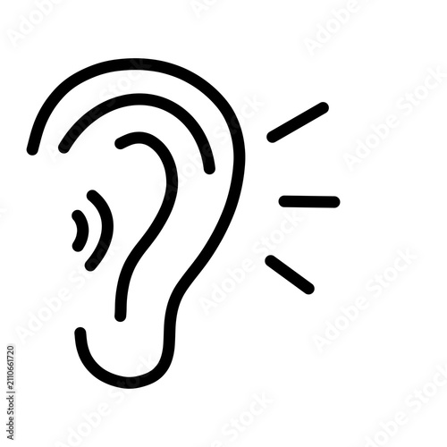 Принти на полотні Human Ear Listening Sound Wave Concept Icon