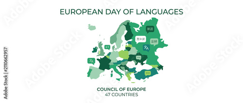 Foto Map of Europe with Language Icons