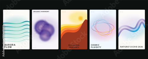 Cuadro en lienzo Aurora flow, organic harmony, geological gradients, cosmic fluidity, nature's ec