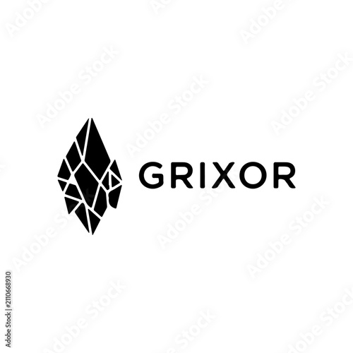 Minimalist Stone Block Logo Vector Black Silhouette