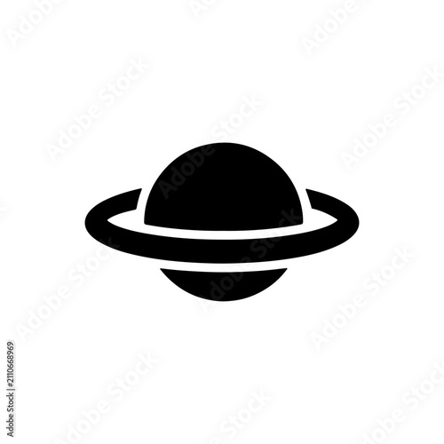 Planet Logo with Ring Minimalist Black Silhouette