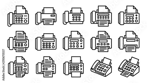 Printer machine outline icon collection vector