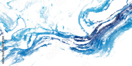Cuadro en lienzo Abstract fluid dynamics study of swirling blue and white ink patterns creating a