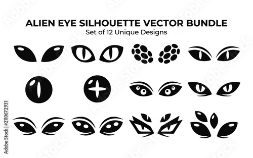 Collection of alien eyes silhouette vector graphics on a white background silhouette