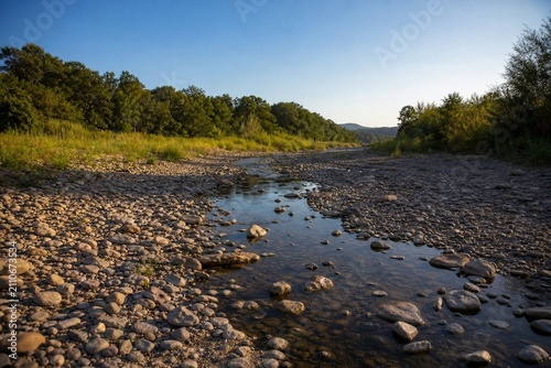 Normally Flowing River Reduced to Shallow Stream After Prolonged Extreme Drought and Water Scarcity