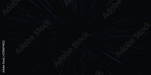 Abstract Blue Light Explosion Background with Radiating Fractal Rays Glowing Stars and Cosmic Energy Burst Design