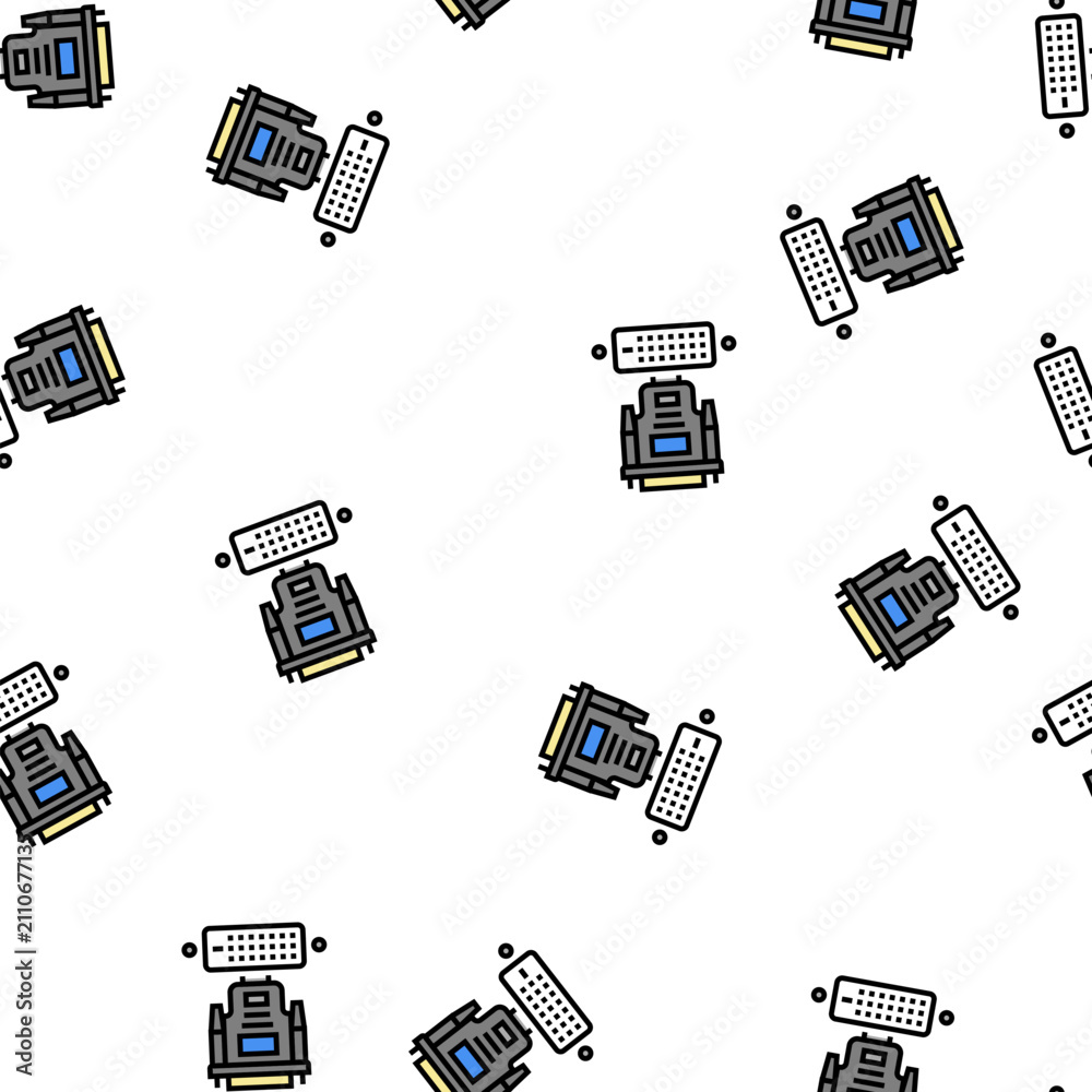 Fototapeta premium dvi cable and port vector seamless pattern dvi cable and port sign illustration