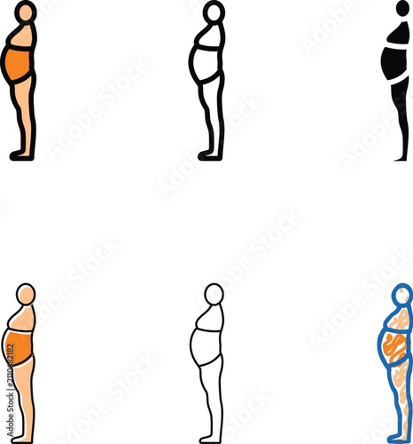 Cuadro en lienzo inactivity large stomach body type color designs icon vector