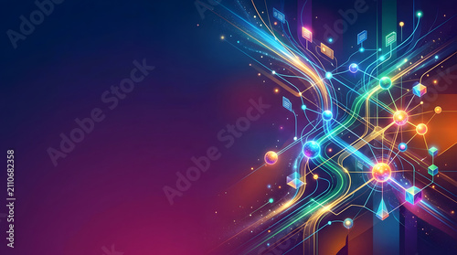 a colorful abstract background with lines and dots