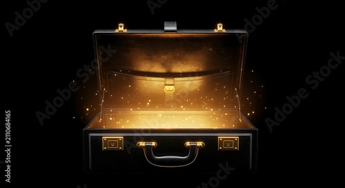Opportunity Briefcase Emitting Golden Light for Future Success