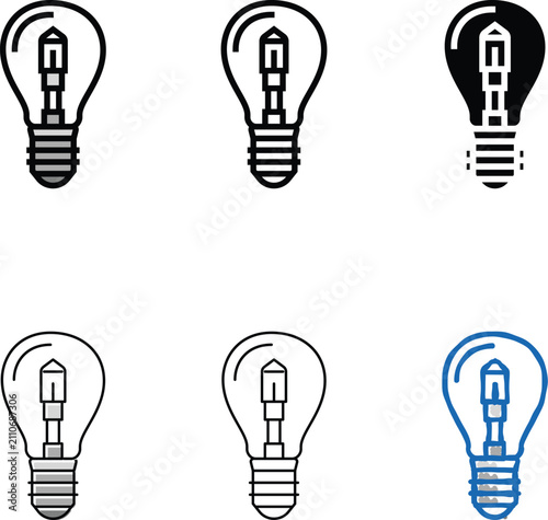 Quadro su tela halogen light bulb color icon vector