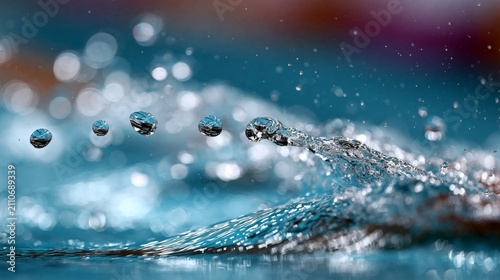 Stunning water droplets capturing movement and reflections in a serene aquatic scene.