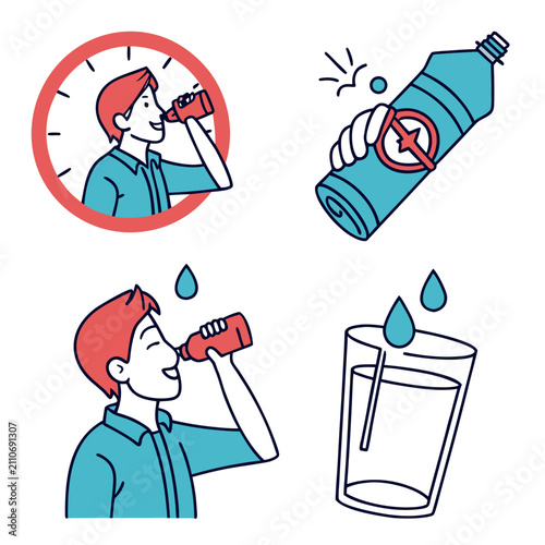 Картината върху платно Man drinking from a bottle with a straw healthy hydration concept water bottle r