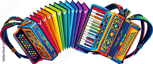 Tableau sur toile Colorful Accordion Musical Instrument