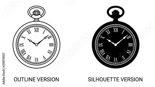фотографія Pocket Watch Outline and Silhouette