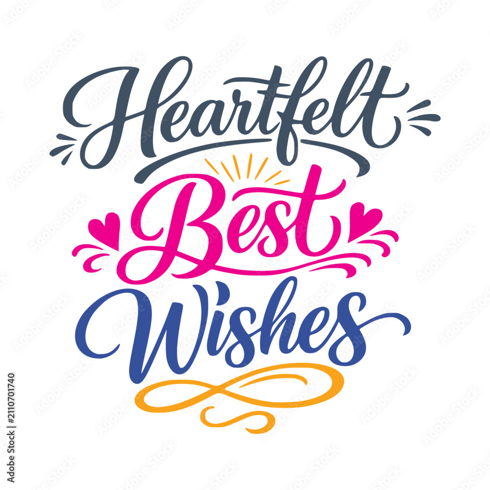 Naklejka premium Heartfelt Best Wishes Typography Design