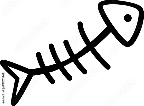 Hand-drawn Fish Skeleton Bone Vector Icon