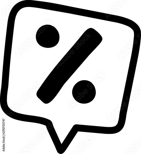 Hand-drawn Style Speech Bubble with Percentage Sign Icon