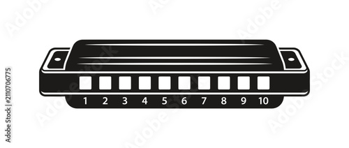Fotografie Minimalist Harmonica Icon with Numbered Holes