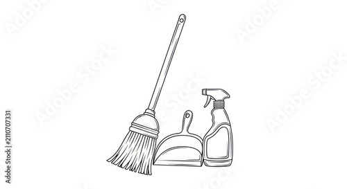 Cleaning tools and supplies illustration.