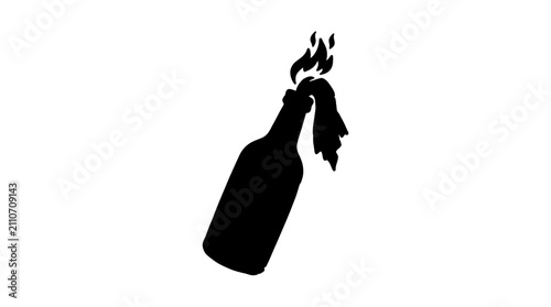 Molotov cocktail silhouette against a white background