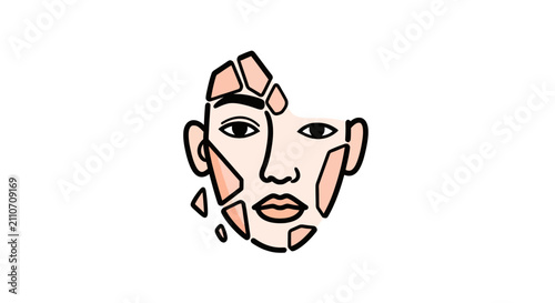 Cuadro en lienzo Broken face mosaic art portrait.
