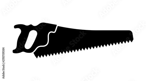 Canvas Print Hand saw silhouette on a white background simple black graphic