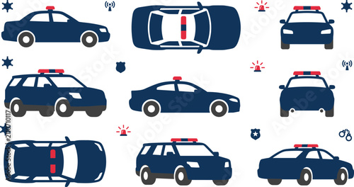 Cuadro en lienzo Police patrol vehicle collection featuring law enforcement cars, police SUVs, em