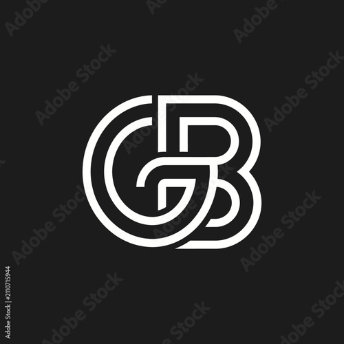 Minimalist interlocking GB monogram logo on black background.