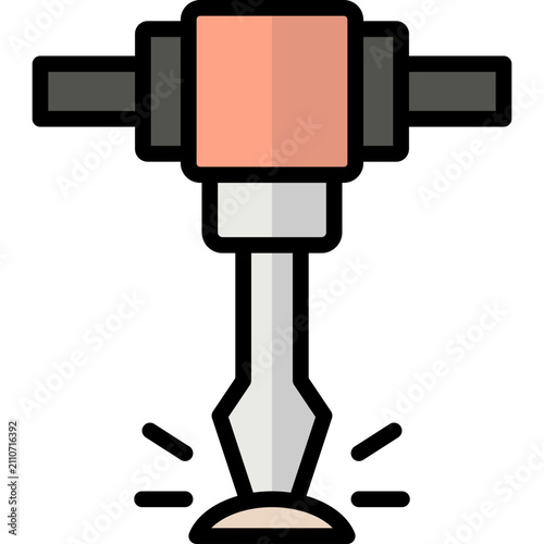 Foto jackhammer icon illustration design with filled outline