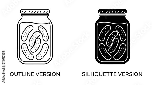 Bild auf Leinwand Jar of Pickles Outline and Silhouette
