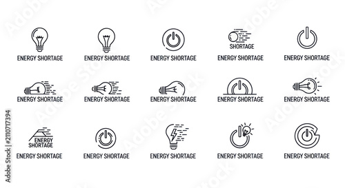 Energy Shortage, Power Outage and Electricity Crisis Vector Set