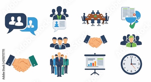 Teamwork & Collaboration: Business Meeting Icons, Professional Graphics